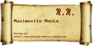 Maximovits Menta névjegykártya